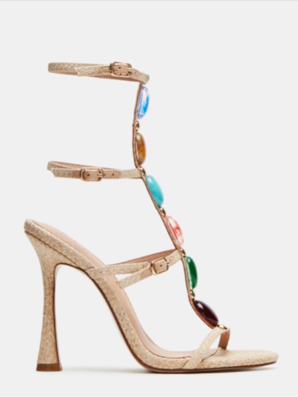 Steve Madden Gold Jeweled Strappy High Heel Sandals